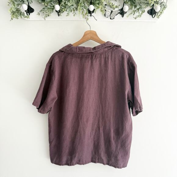 Mantaikotai Women’s Purple Linen Short Sleeves Button Down Shirt Size XXL NN1486 - Picture 2 of 3
